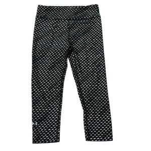 Women’s Under Armour Black White Patterned Crop Running Leggings Size Small